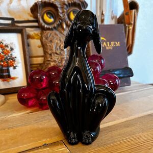 Viking Glass Epic Dog Figurine - Shiny Black Hound by Mosser Glass, 8" Solid Gla